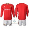 Maglia da Calcio a Maniche Lunghe Manchester United Casa 2021-22 per Bambino